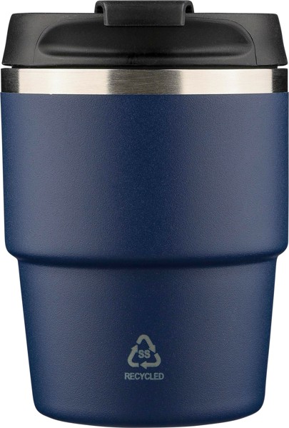 Mug double paroi de 175 ml en acier inoxydable recyclé Oli - bleu