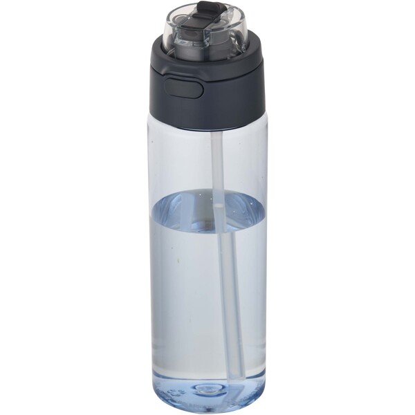 Theron 700 ml RCS recycled plastic water bottle with dual function lid and flip straw - Hale Blue