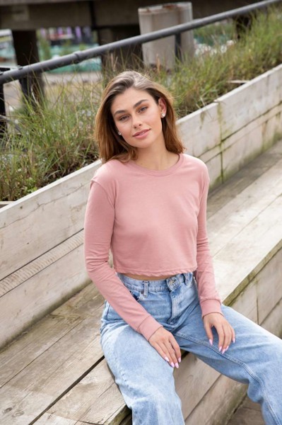 Women's L/S Cropped T - Solid White / XS