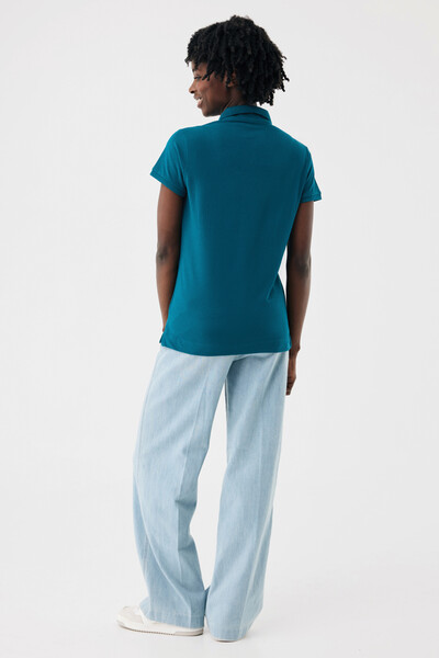 Dámské polo tričko IQONIQ Yosemite z recykl. bavlny - Dark Teal / XXS