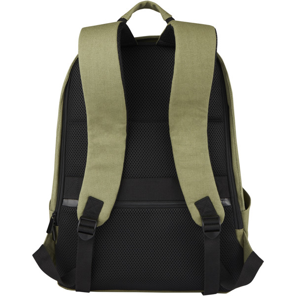 Sac à dos anti-vol pour ordinateur portable Joey de 18 L en toile recyclée GRS 15,6 pouces - Olive