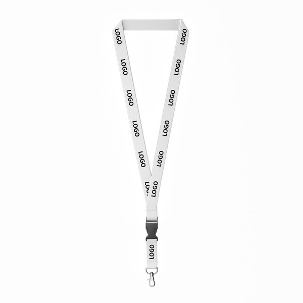 Detachable Organic Cotton screenprint lanyard - 20mm width / Metal carabiner