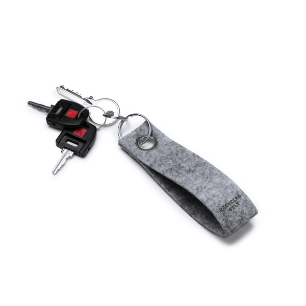 Personalised recycled felt keyring with metal eyelet