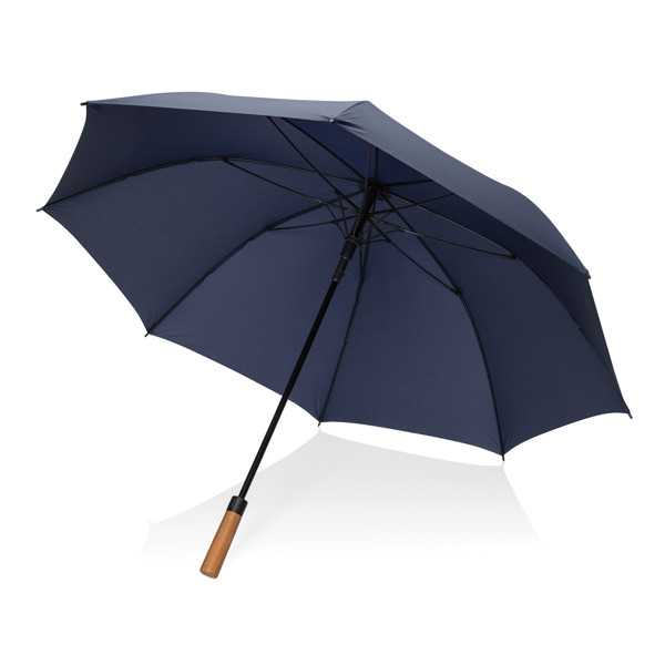 Parapluie 30" en rPET Aware™ et poignée en acacias - Bleu Marine