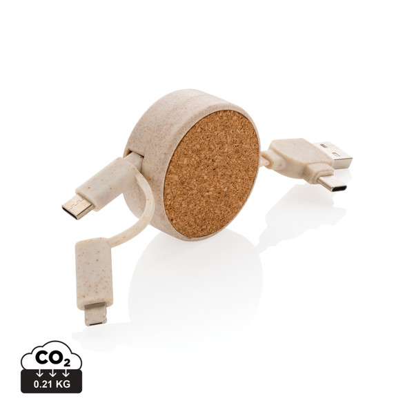 XD - Cork and Wheat 6-in-1 retractable cable