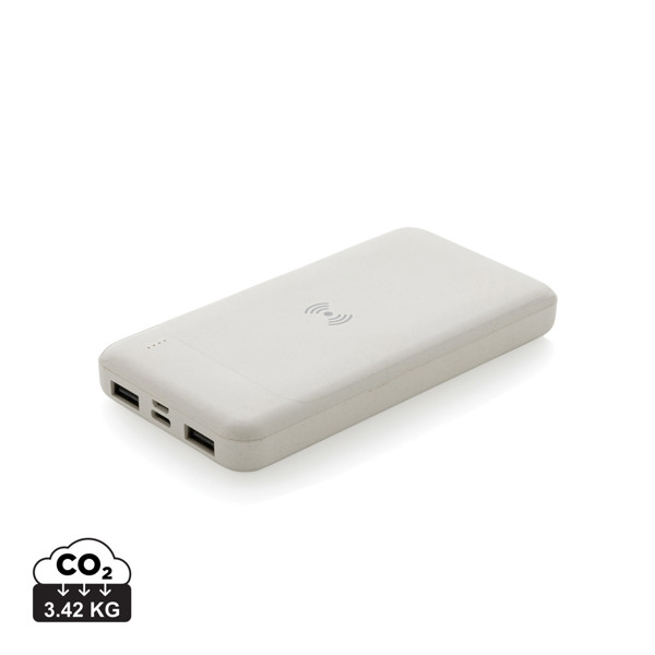 RCS standard recycled plastic wireless powerbank - White