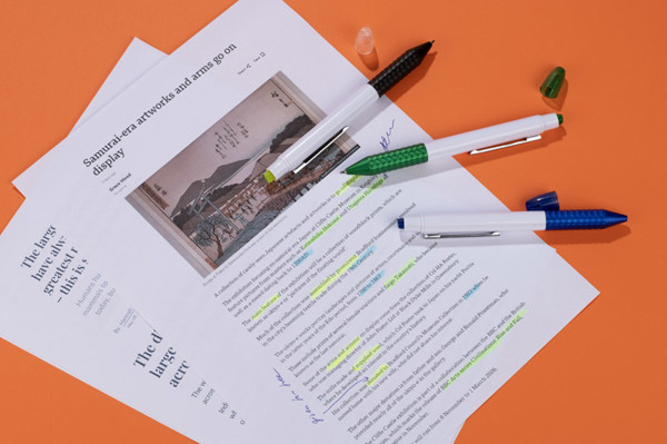 Ballpoint pen with highlighter FLUO - black