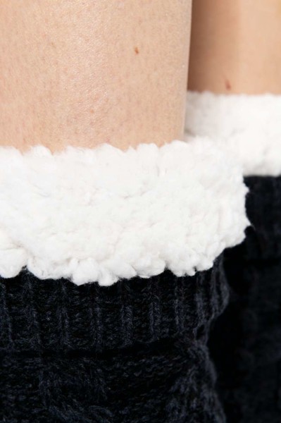 Sherpa-Lined Lounge Socks - Snow Grey Melange