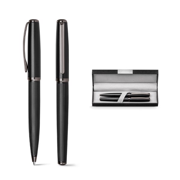 PS - IMPERIO. Metal rollerball and ballpoint set with twist mechanism