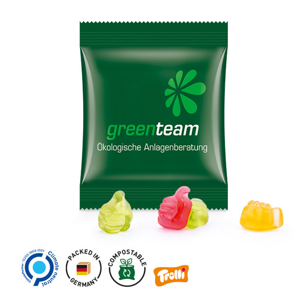 Minitüte 10G, Fruchtgummi Standardformen, Weiß / Trolli Fruchtgummi Flugzeuge, 10% Fruchtsaft, 10 G / Folie, Weiß