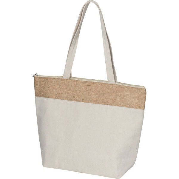 Cooler bag made of 200g cotton and laminated jute CARMELA - Beige