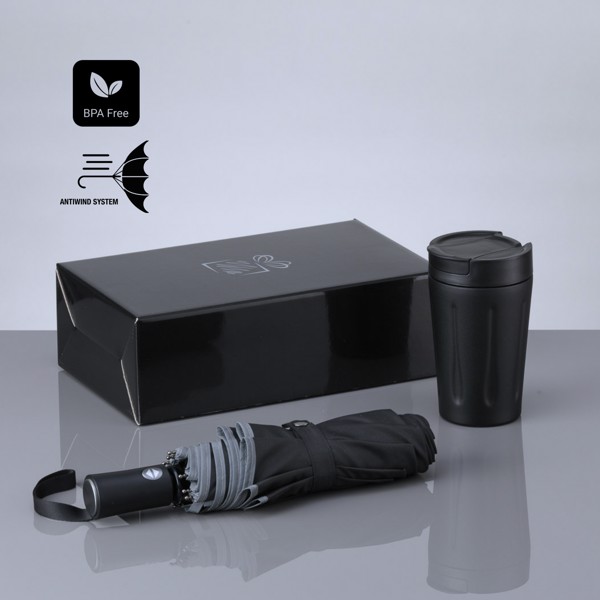 Travel Set: Thermal Mug 350 ml & Automatic Umbrella