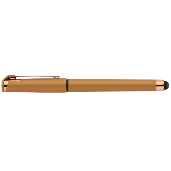 Islander Softy Rose Gold  Designer Metallic Gel Pen w/Stylus - Yellow / Silkscreen