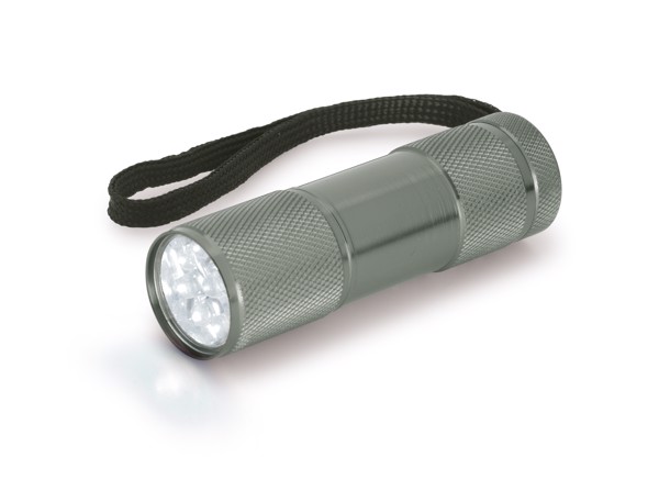 FLASHY. Aluminum flashlight with 9 LEDs - Gun Metal