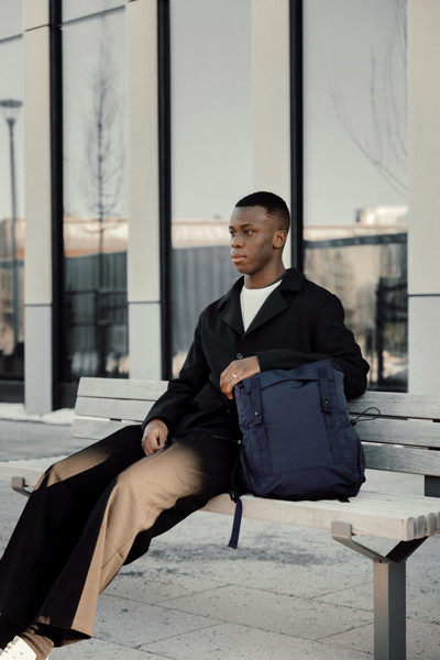 Sac à dos en nylon recyclé RCS KENTO URBAN - Bleu Marine