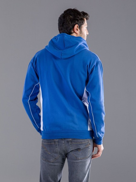 Contrast Hooded Sweat Full Zip - Black White / M