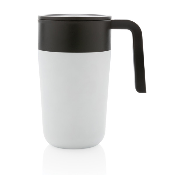 GRS Recycled PP and SS mug with handle - White