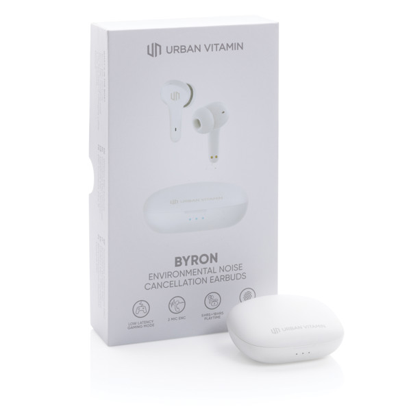 Ušesni čepki Urban Vitamin Byron, ENC, 18-urno predvajanje - Bela