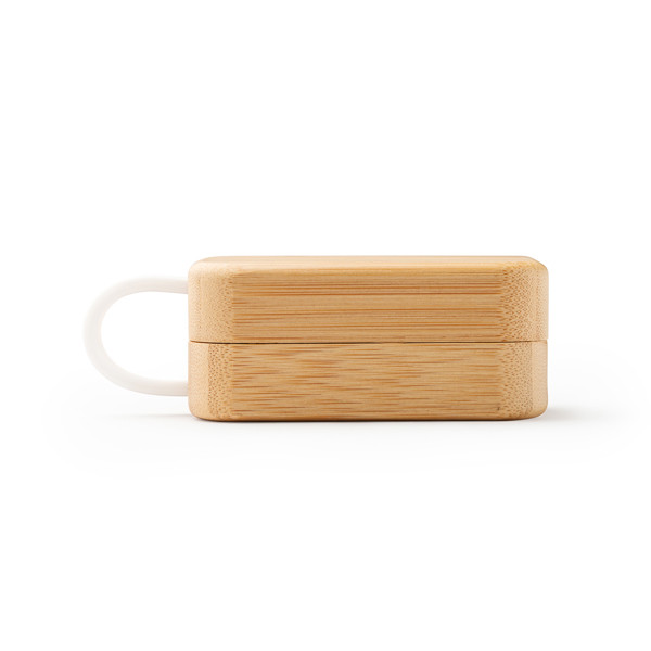 Personalized wireless earphones with bamboo charging case