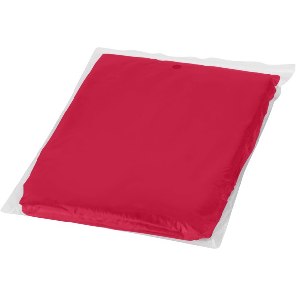 Poncho jetable pour la pluie avec pochette de rangement Ziva - Rouge