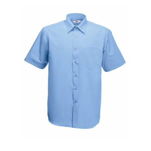 Camisa Poplin Manga Curta 120G - 55% Algodão/ 45% Poliéster - Azul Claro / S
