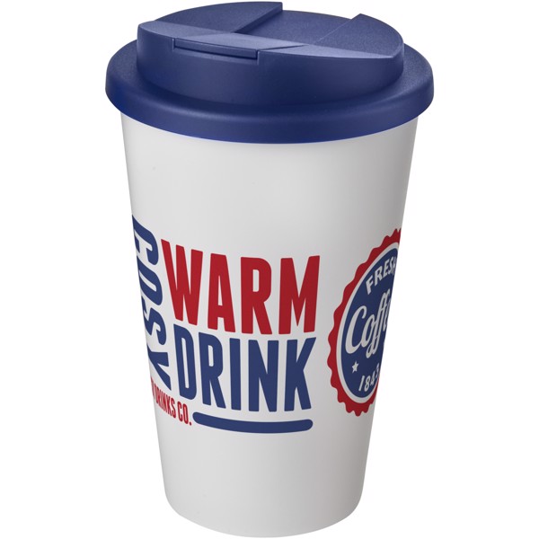 Gobelet isolant Americano® 350ml avec couvercle anti fuites - Blanc / Bleu