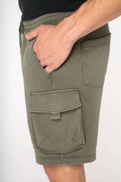 Men’S French Terry Washed  Effect Cargo Shorts - Washed Black / L