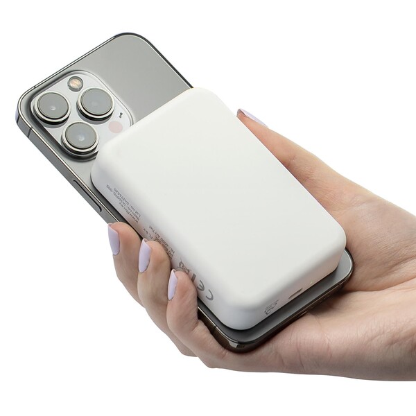 Gerecyclede draadloze oplader powerbank Meno - wit