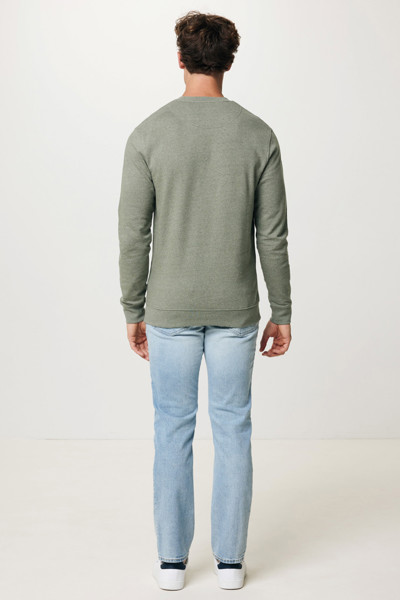 Pull à col rond en coton recyclé non teinté Iqoniq Denali - Heather Green / XL
