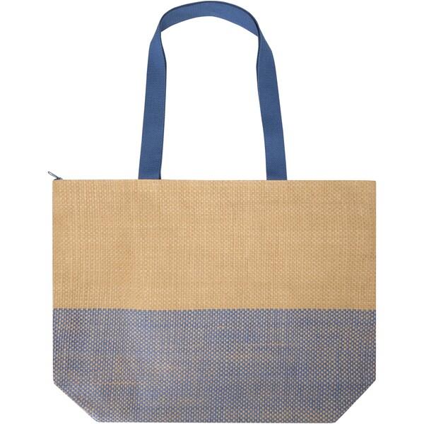 Rhythm straw paper large zipped tote bag 21L - Ocean Blue