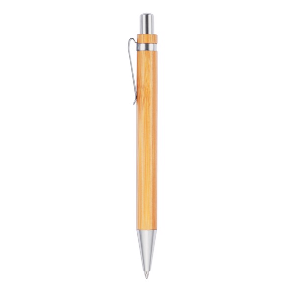 Xd Collection bamboo ballpoint pen, stainless steel - Brown / Silver