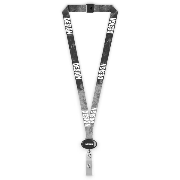 Polyester sublimation lanyard with oval logo badge reel - 20mm width / Safety breakaway