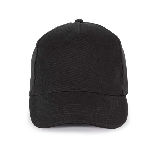 5 Panels Cotton Sandwich Cap - Black
