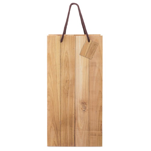 WOOD EFFECT PAPER BAG FOR 2 BOTTLES "ABETO"
