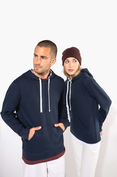 Unisex Contrast Patterned Hooded Sweatshirt - Navy / Mariniere / L