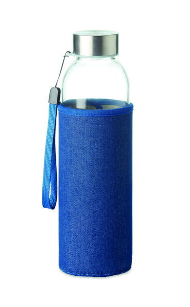 Utah Denim glass sport bottle 500 ml, neoprene pouch