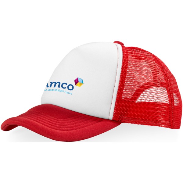Boné de 5 painéis de 100 g/m² Trucker - Vermelho / Branco