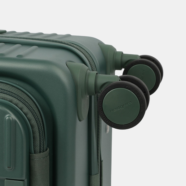 YUNO S FP | Troler cabină 55 cm + buzunar frontal + TSA - Hedgren - Duck Green