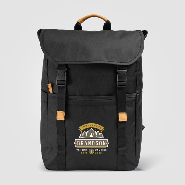 Lund - 600D rPET Backpack - Black / Heat transfer