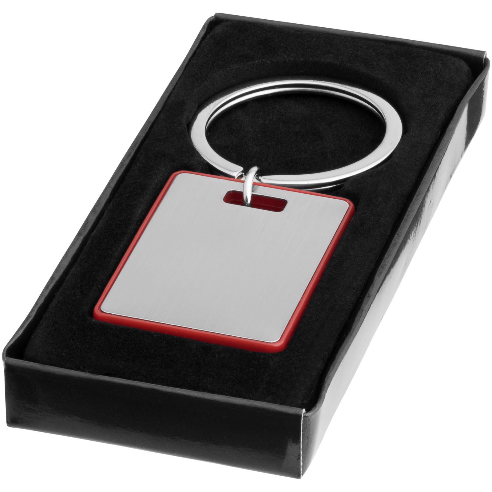 Pravokoten obesek za ključe Donato - Red / Silver