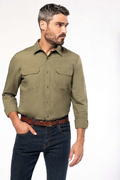 Men's Long-Sleeved Safari Shirt - White / XL