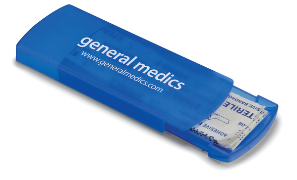 Container with plasters Evan - Transparent Blue