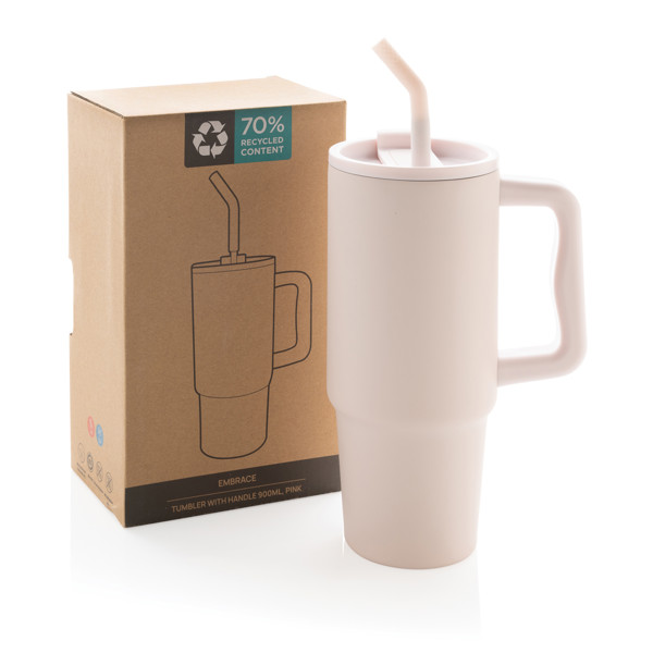 Mug 900ml en acier inoxydable recyclé Embrace RCS - Rose