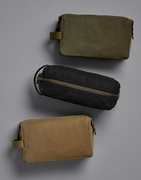 Heritage Waxed Canvas Wash Bag - Black / ONE SIZE