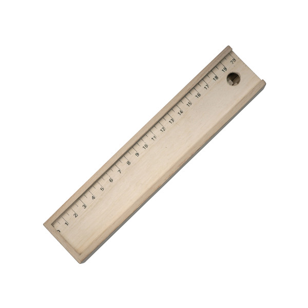 Set Aus 12 Farbigen Sechseckigen Holzstiften Mit Holzlineal Und Spitzer