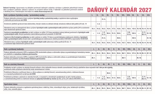 Stolový Kalendár Pracovný Stĺpcový 2027