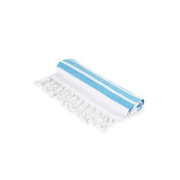 SARDENHA. Plážový uterák z bavlny (70 % recyklovaných) a polyesteru (30 % recyklovaných) (180 g/m²) - Svetlomodrá
