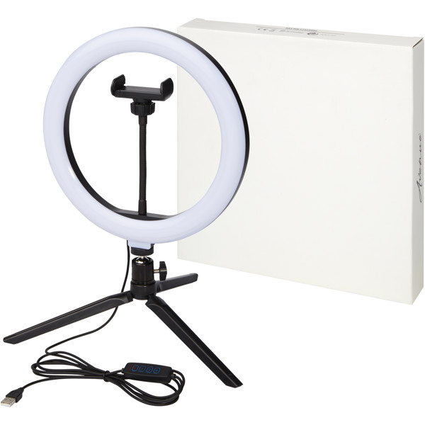 Studio ring light for selfies and vlogging with phone holder and tripod