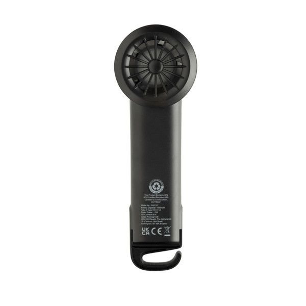 Twist RCS prenosný nabíjateľný ventilátor z rec. plastu - Čierna