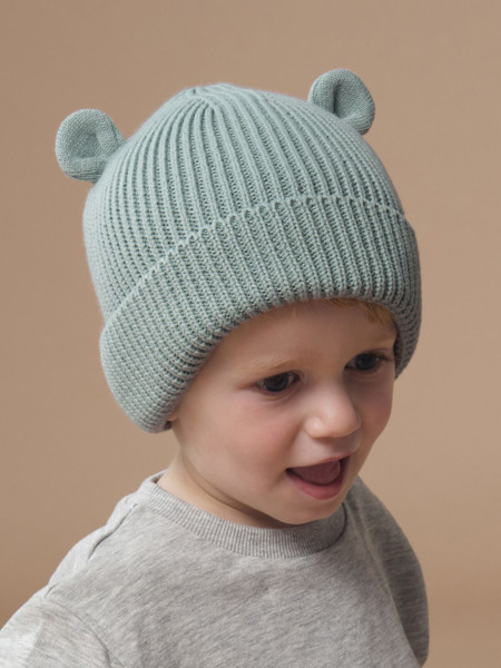 Organic Baby Bear Beanie - Peach / 6-12
